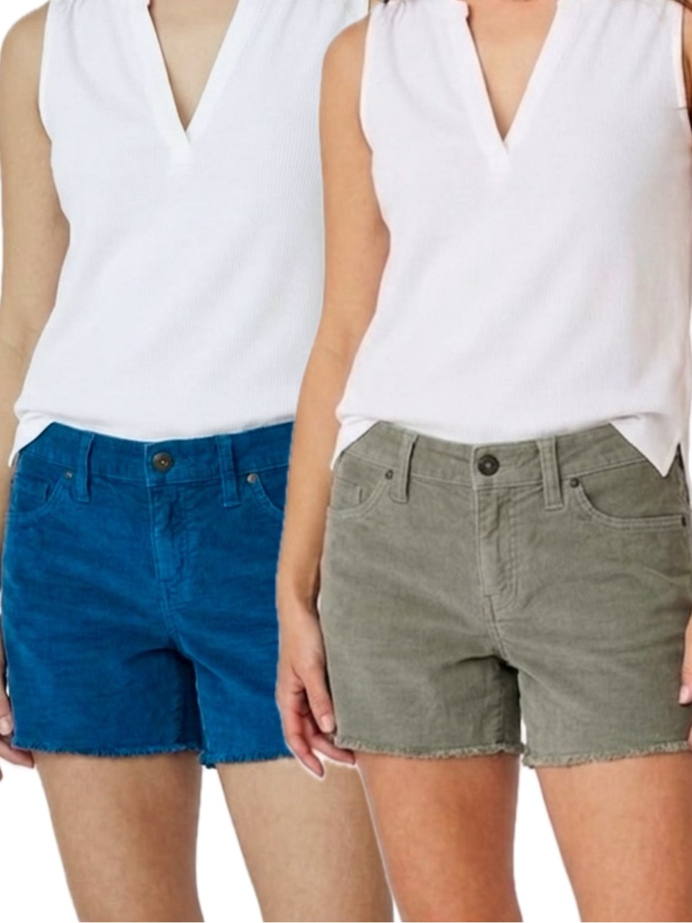 Carve Designs Oahu 4" Corduroy Shorts Bundle Womens Size 2 Olive & Blue Mid Rise